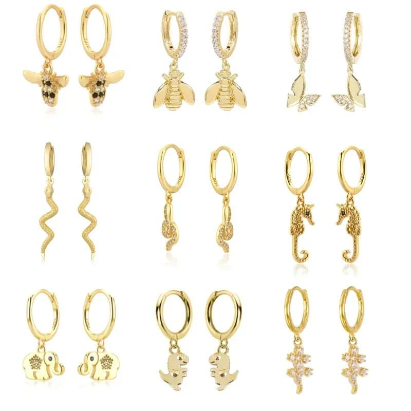 Boucles d'oreilles pendantes en forme d'abeille pour femmes, couleur argent et or, bijoux à la mode pour fête, cristal Zircon Rock Punk, créole de mariage