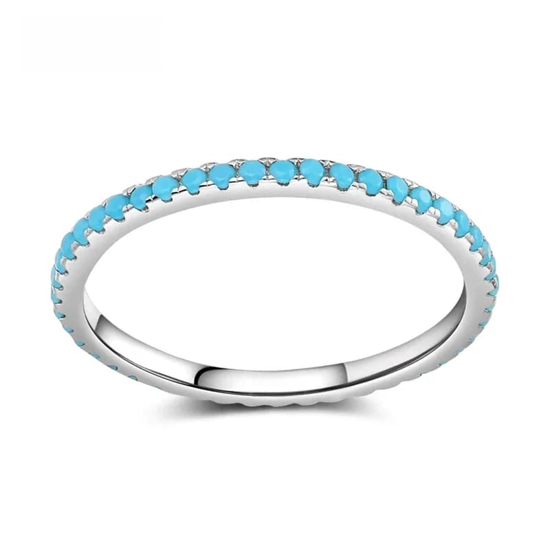 Kinel tibétain argent classique exquis cercle Turquoise charme empilable bague pour les femmes à la mode bijoux fins