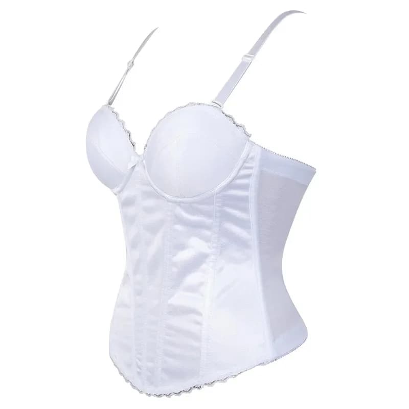 Corset Sexy à Bretelles en Coton Noir et Blanc pour Mariage, Sous-Vêtement avec Bonnet, Bustier Modelant le Corps