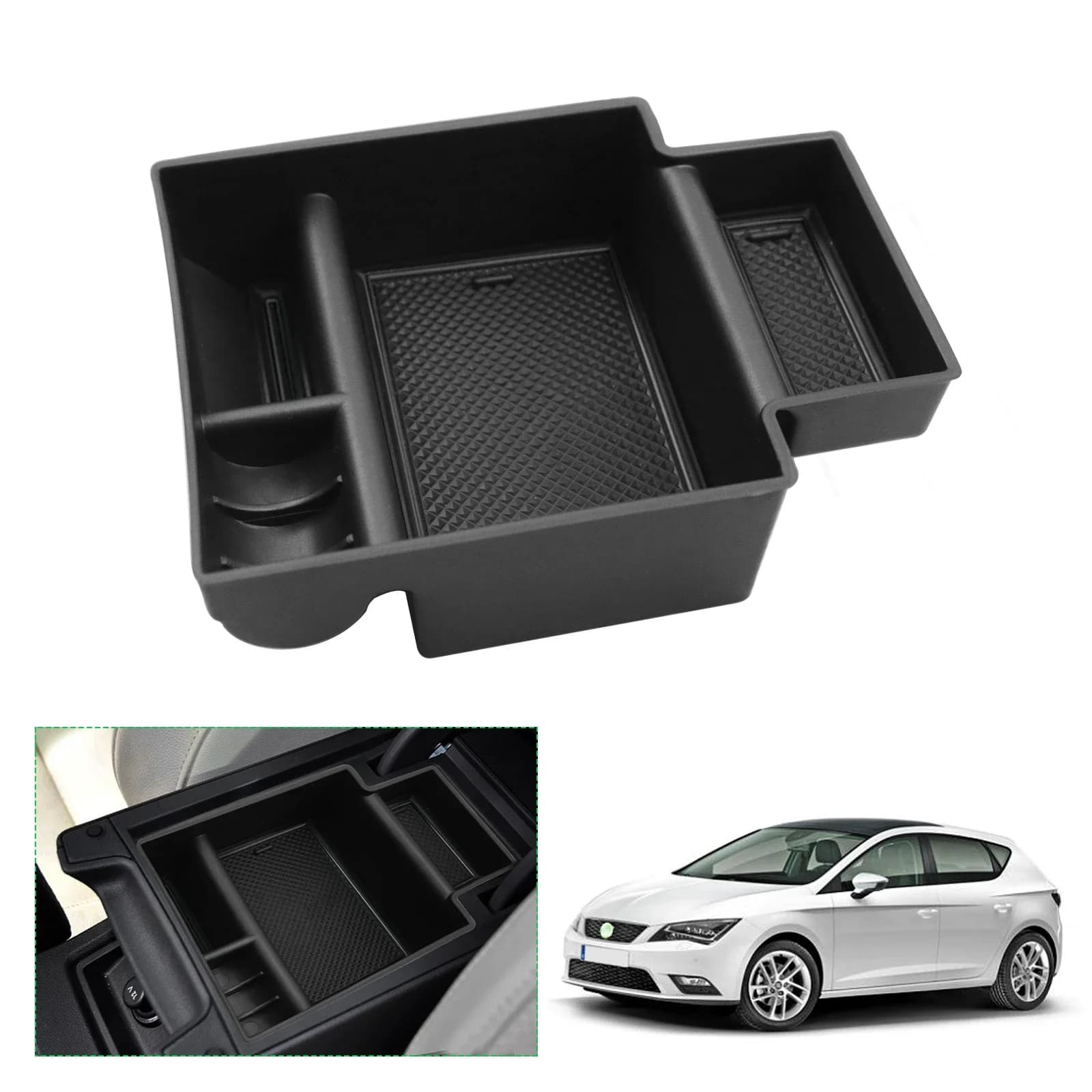 RUIYA Boîte de rangement pour accoudoir de voiture pour Seat Leon MK3 Leon Cupra 5F 2013-2019, conteneur de console centrale, accessoires pour Leon MK3