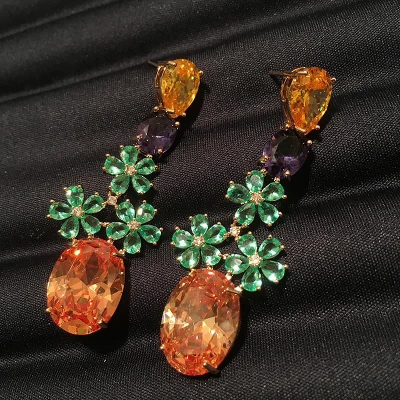 Foydjew bohème Boho Style Champagne Zircon cristal fleur boucles d'oreilles 925 argent aiguille mode nouvelle boucle d'oreille pour les femmes