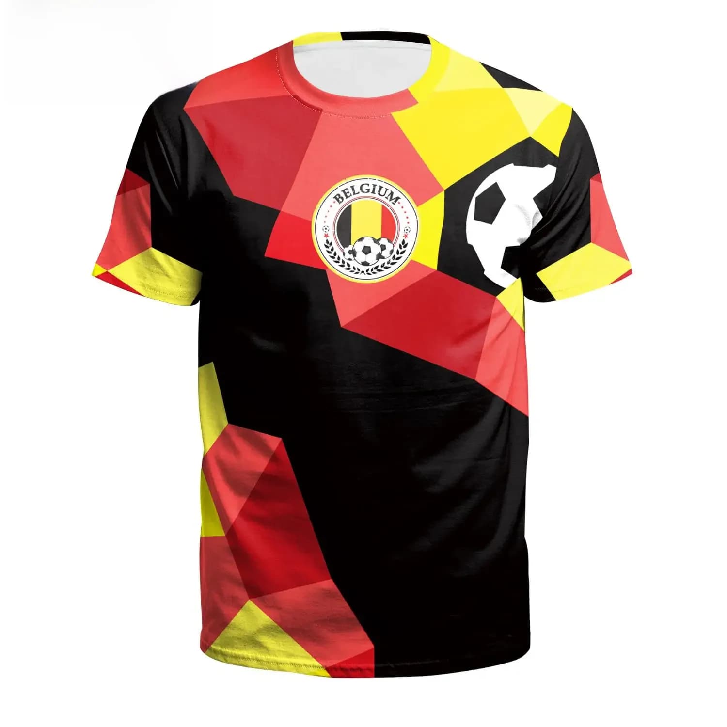 NADANBAO-T-Shirt à Manches Courtes et Col Rond pour Homme, Haut Décontracté et Respirant, Équipe de Belgique 3D de Football, Été 2022