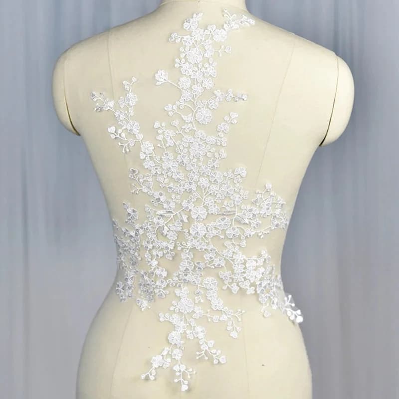 1 pièce de grande taille 52*28cm, patchs en dentelle blanc cassé, tissu en dentelle à fleurs, accessoires pour robe de mariée, applique en dentelle de Venise, scrapbooking