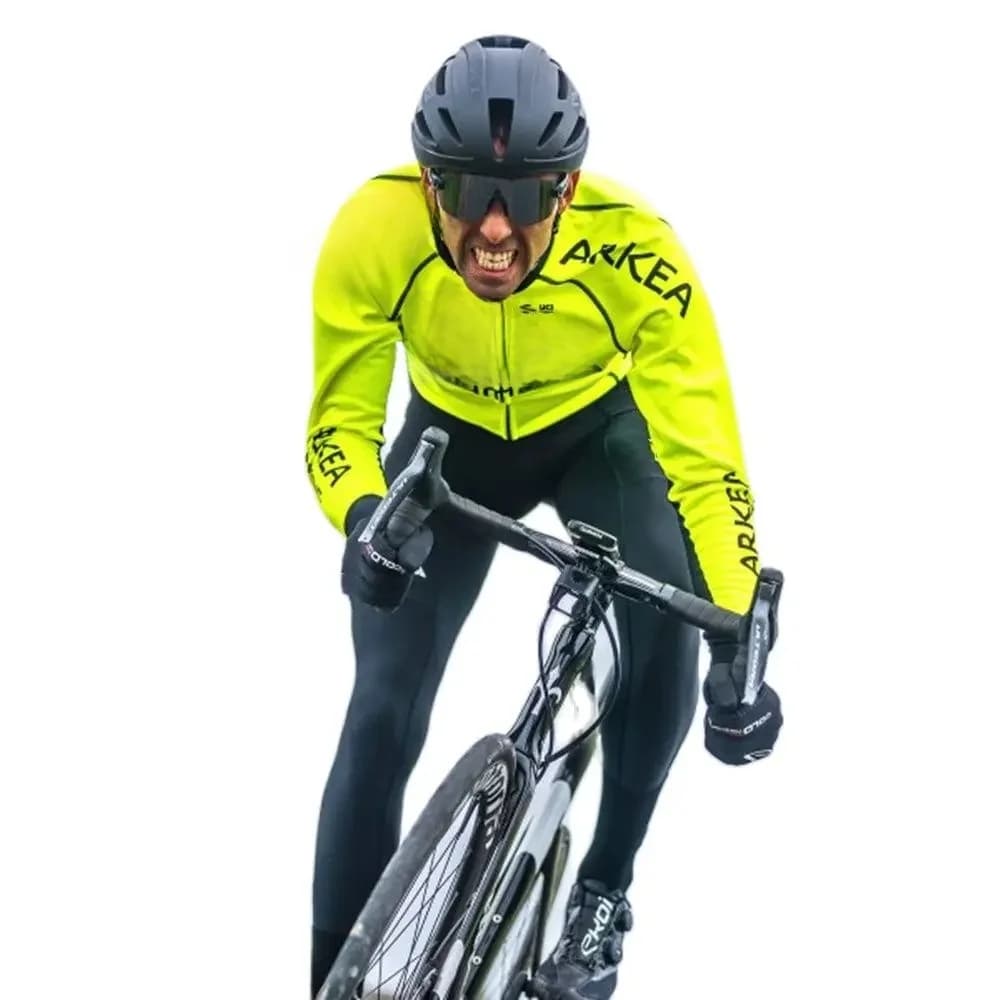 Hiver cyclisme Pro équipe Arkea Samsic couleur fluorescente veste thermique polaire vélo maillot Roupa Ciclismo Hombre vélo vêtements