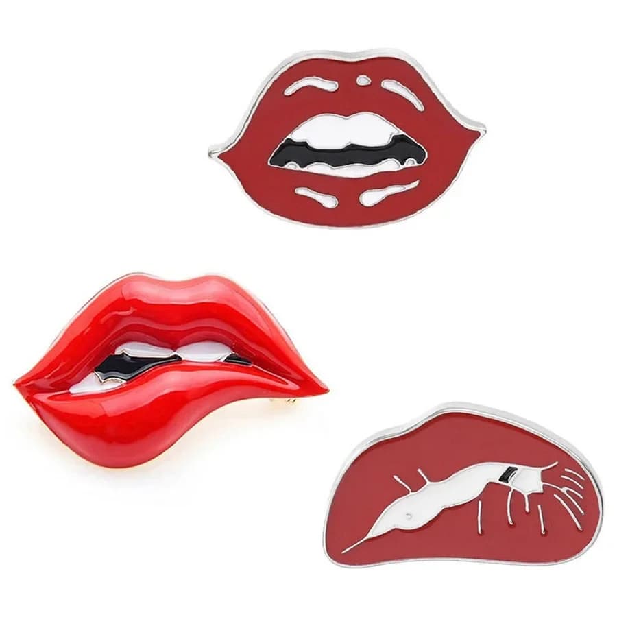 Broches en émail en forme de lèvres rouges pour femmes, Badge en alliage pour dames, épingles de décoration pour sac, vêtements, Corsage, bijoux cadeau