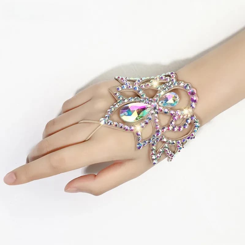 Bracelet de danse du ventre haut de gamme pour femme adulte, mitaines élégantes, Performance exquise, strass, accessoires assortis