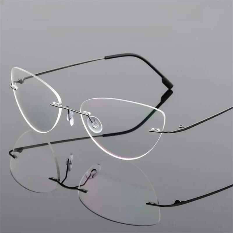 Lunettes de vue sans monture œil de chat, indice 1.61, ultralégères, anti-lumière bleue, verres de prescription -0.5 à -6