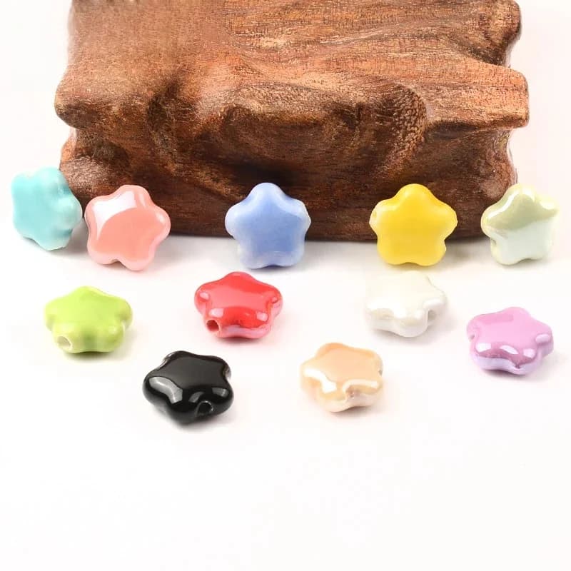 Perles en céramique colorées en forme d'étoile de mer, 15mm, pour bricolage, bracelets, colliers, fabrication de bijoux, accessoires de perles à breloques