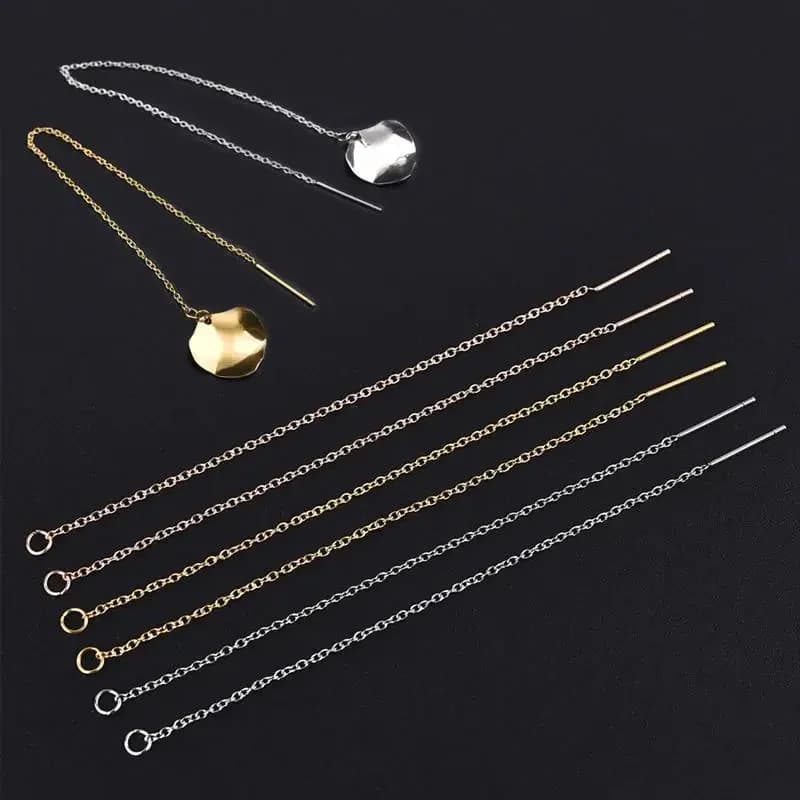 Boucles d'oreilles en acier inoxydable, 10 pièces, chaîne à pampilles longues en or, accessoires pour la fabrication de bijoux à faire soi-même