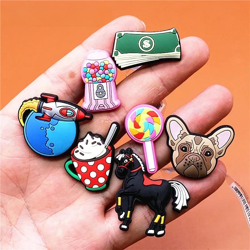 Breloques de Chaussures en PVC pour Enfant, Billet de Banque, Bonbons, Cheval, Bouledogue, Décorations, Cadeaux de ixde Noël, U255, 1 Pièce