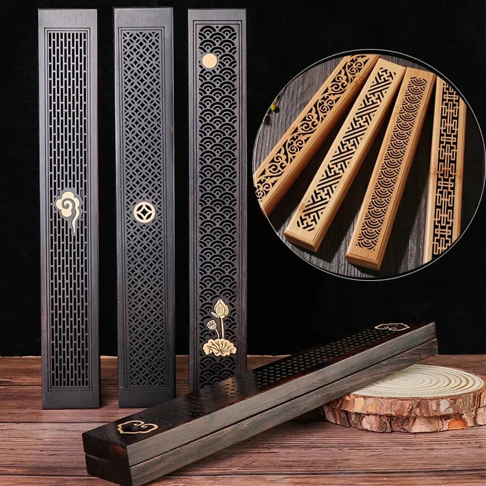 Brûleur d'encens en bois rétro avec attrape-encens gênant, porte-anciers insense, encens pour anciers, décoration de la maison