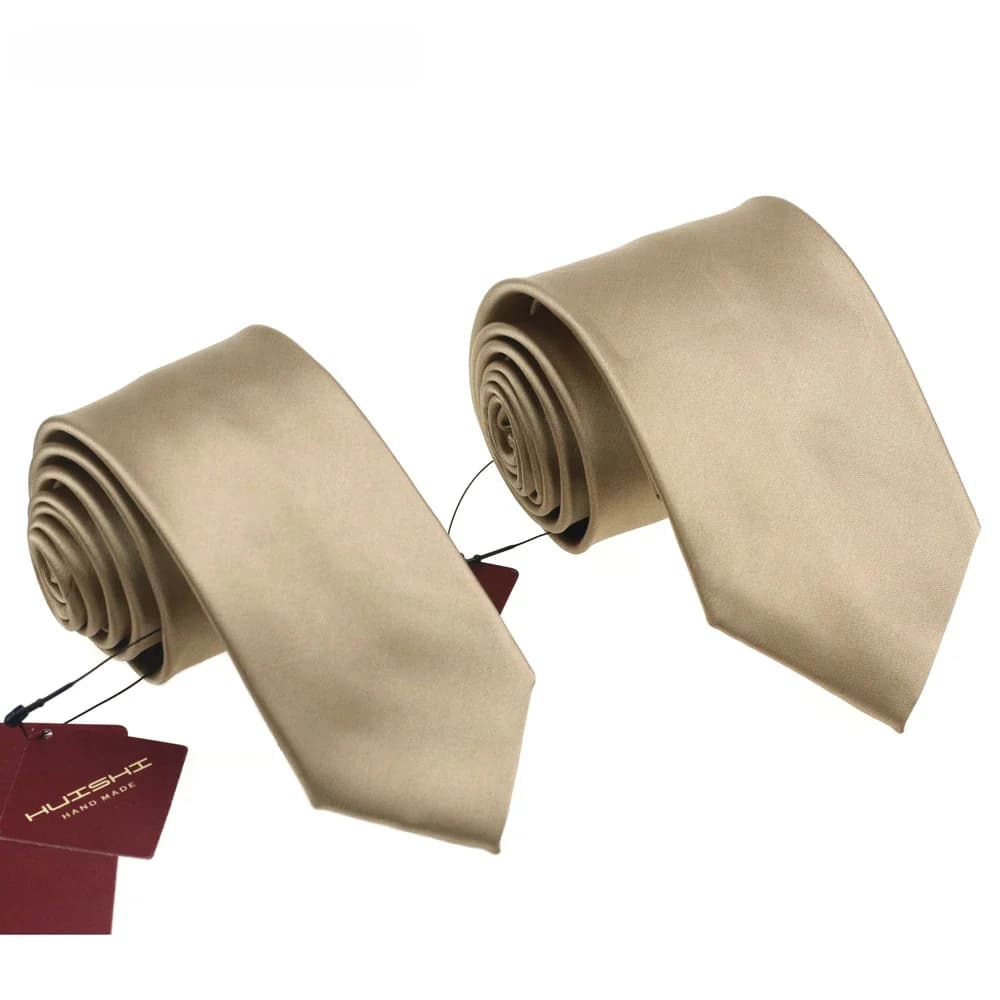 Cravates pour Homme Imperméables, Rayées et Unies, Couleur Marron Clair, Forme à revers, pour Chemise de Mariage, Cadeau pour Homme, Vente en Gros