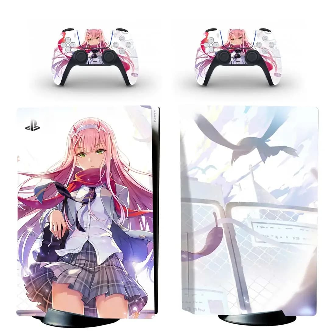 DARLING in the FRANXX PS5 disque Standard autocollant couverture pour Console et 2 contrôleurs PS5 disque peau vinyle