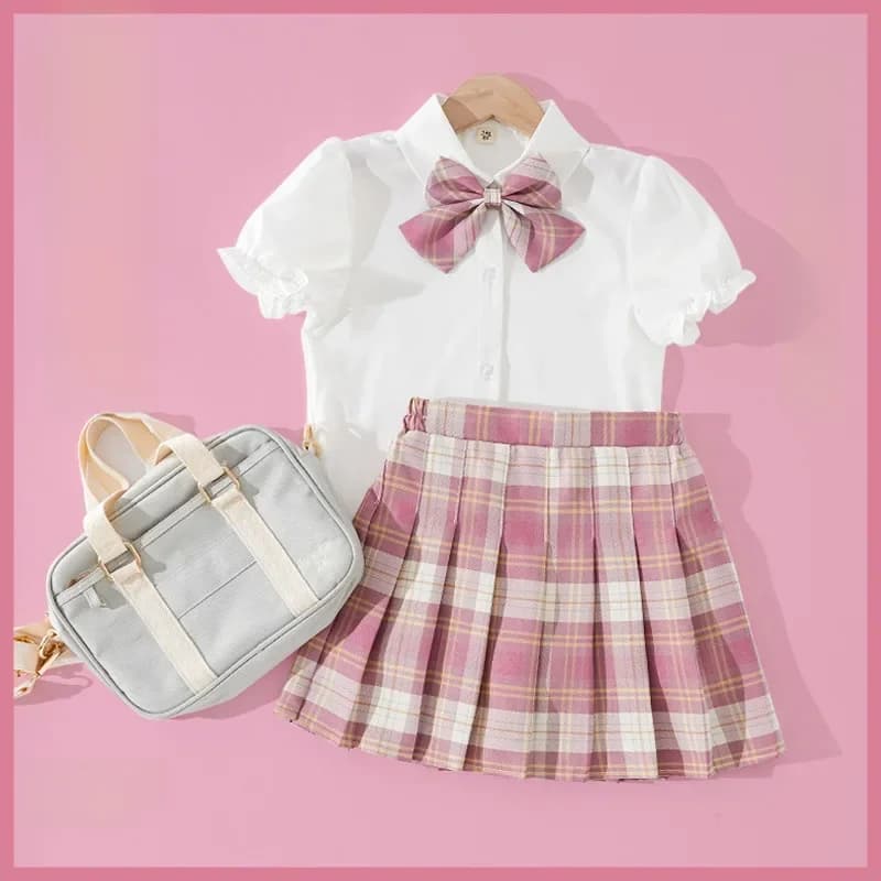 Robe de marin rose JK pour enfant, 3 pièces, uniforme scolaire japonais coréen orthodoxe pour fille, jupe plissée mignonne, manches courtes, costume Kawaii, Anime COS
