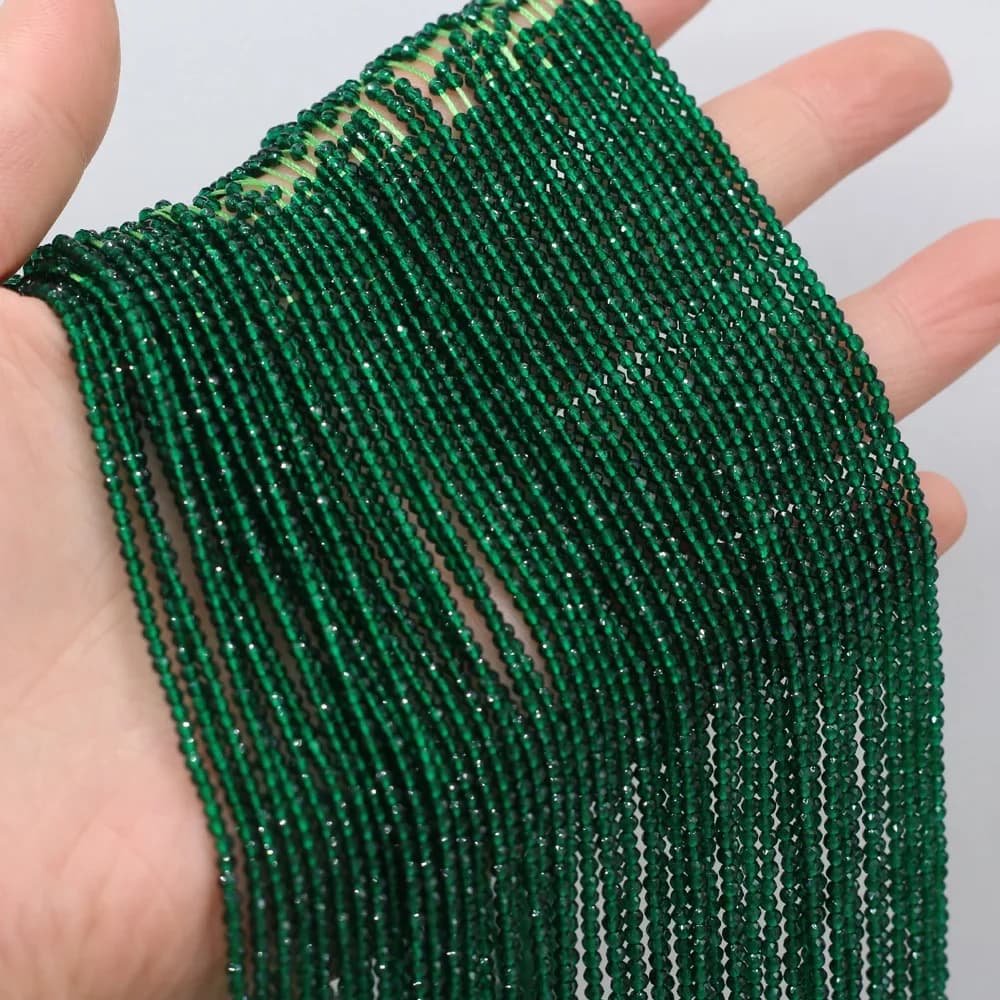 Perles 2mm pierres semi-précieuses naturelles spinelle vert foncé perle ample pour les femmes fabrication de bijoux bracelet à bricoler soi-même collier 38cm