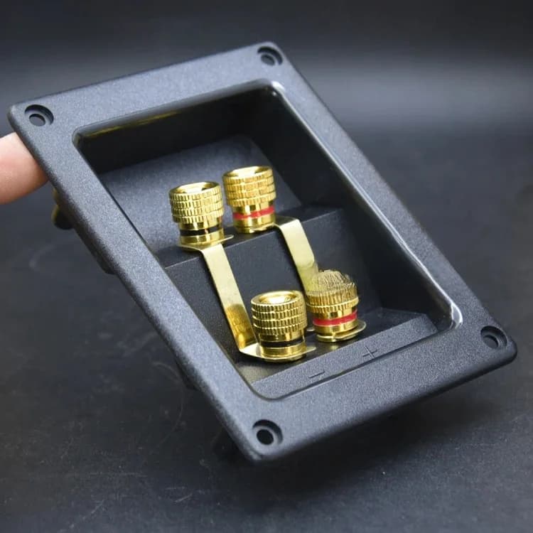Boîtier de terminaison pour enceintes HIFIDIY LIVE, 4 bornes de liaison en cuivre (trou d'installation 94x74mm), connecteur de câble / boîtier de jonction pour enceintes