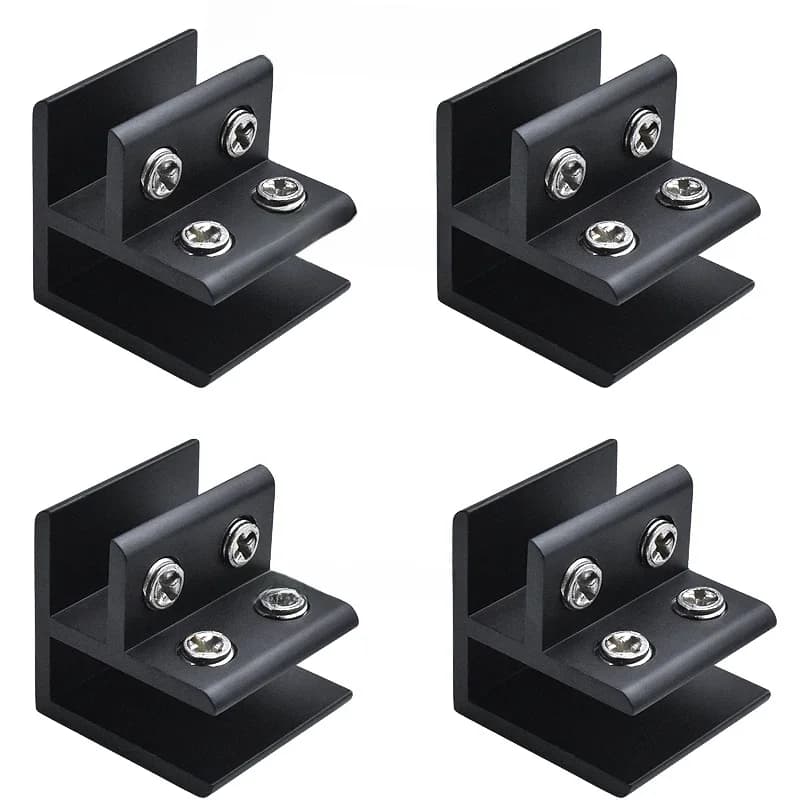 Pinces à verre noires à 90 degrés, 4 à 20mm, panneau de verre Double face, pinces à verre en aluminium, étagères, Support, Clips GF396, 4 pièces