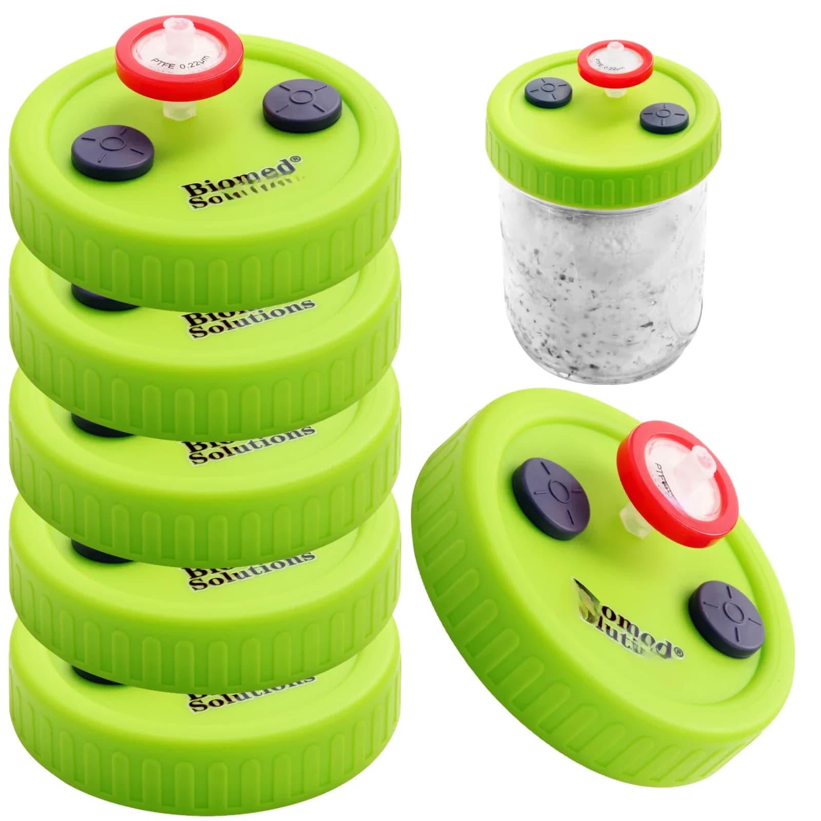 Couvre-bocaux pour culture liquide - Couvercles de bocaux à large ouverture autoclavables avec port d'injection robuste pour la culture de champignons