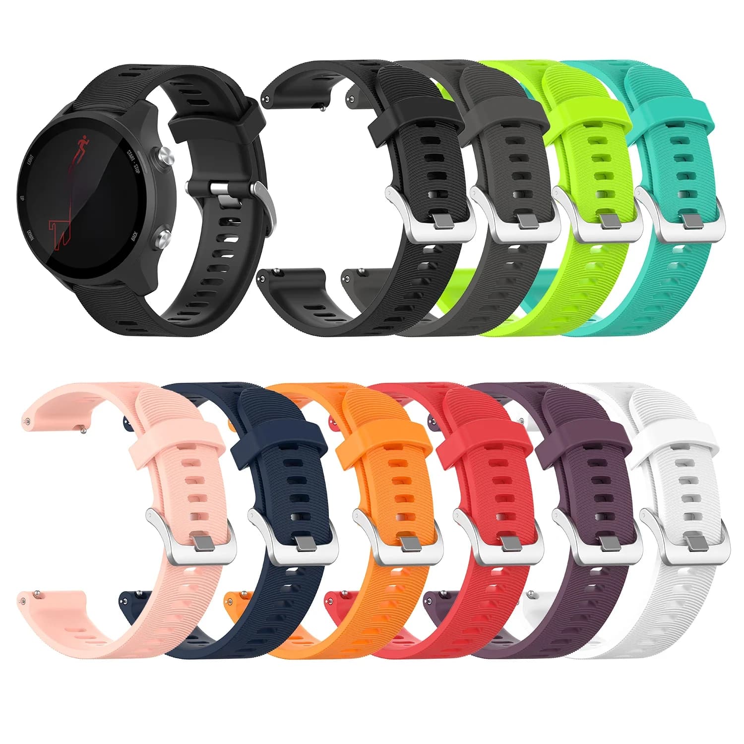 Pour Garmin 245 Bracelet officiel Bracelet de montre en Silicone Bracelet de sport pour Forerunner 245M/645/Vivoactive 3/Venu/Venu SQ 20mm Bracelet