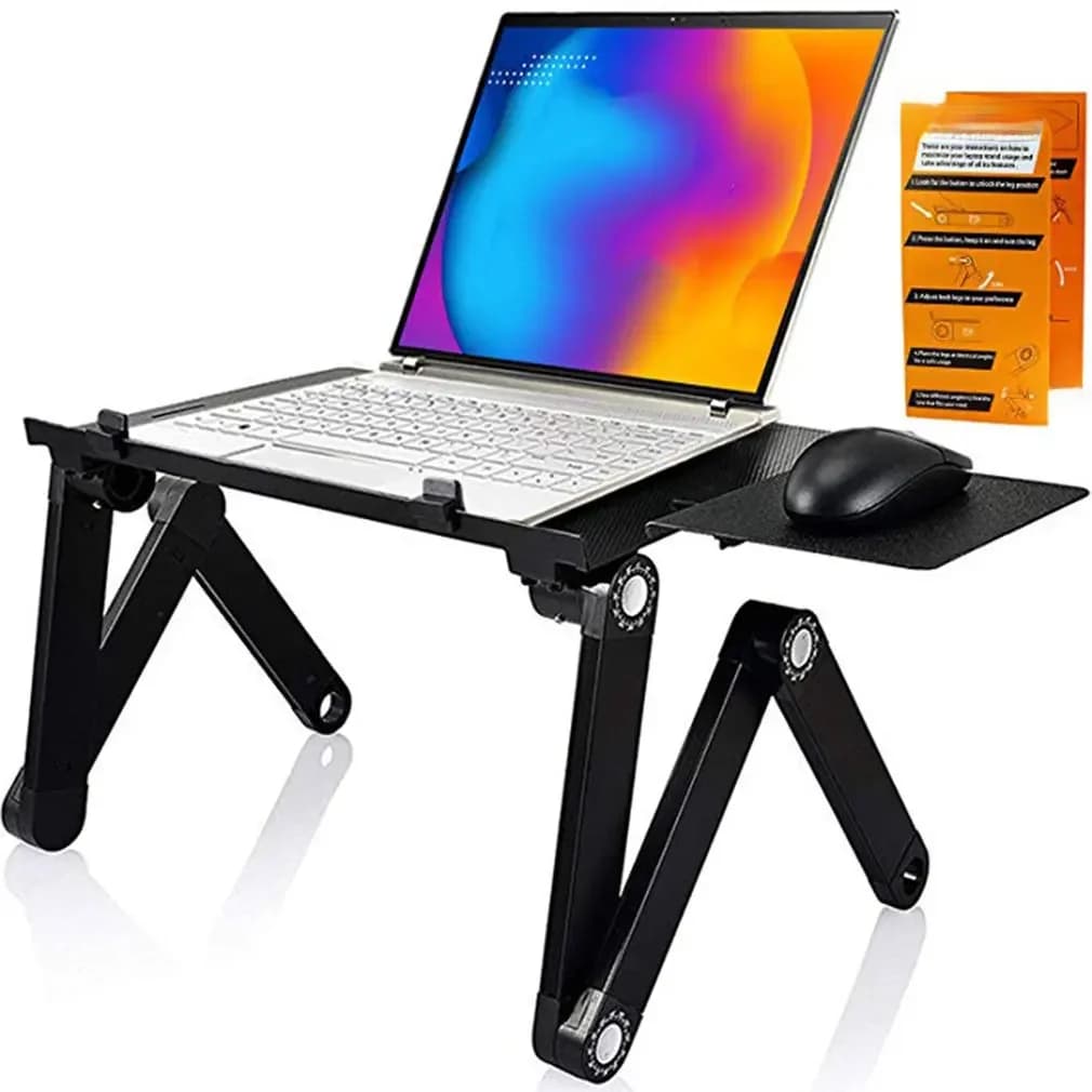 Table pliante en alliage d'aluminium pour ordinateur portable, support de bureau pour ordinateur portable avec ventilateur de refroidissement, bureau d'étude pour touristes, bureau de lit