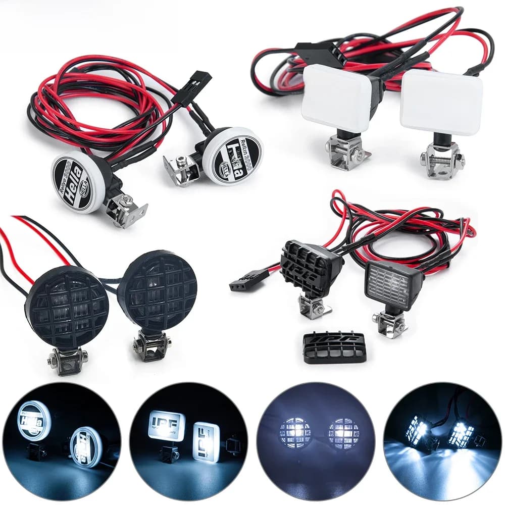 YEAHRUN LED lumières phares projecteur avec support Hella/IPF toit lumière pour 1/10 TRX4 TRX6 Axial SCX10 90046 Redcat Gen8