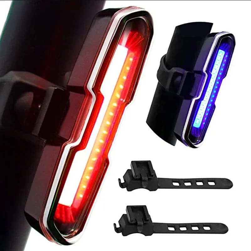 Enquêter arrière de vélo à LED aste USB ultra lumineux, feu arrière de vélo, 5 modes d'éclairage, lumières de sauna avec rouge et bleu pour la sécurité du cyclisme