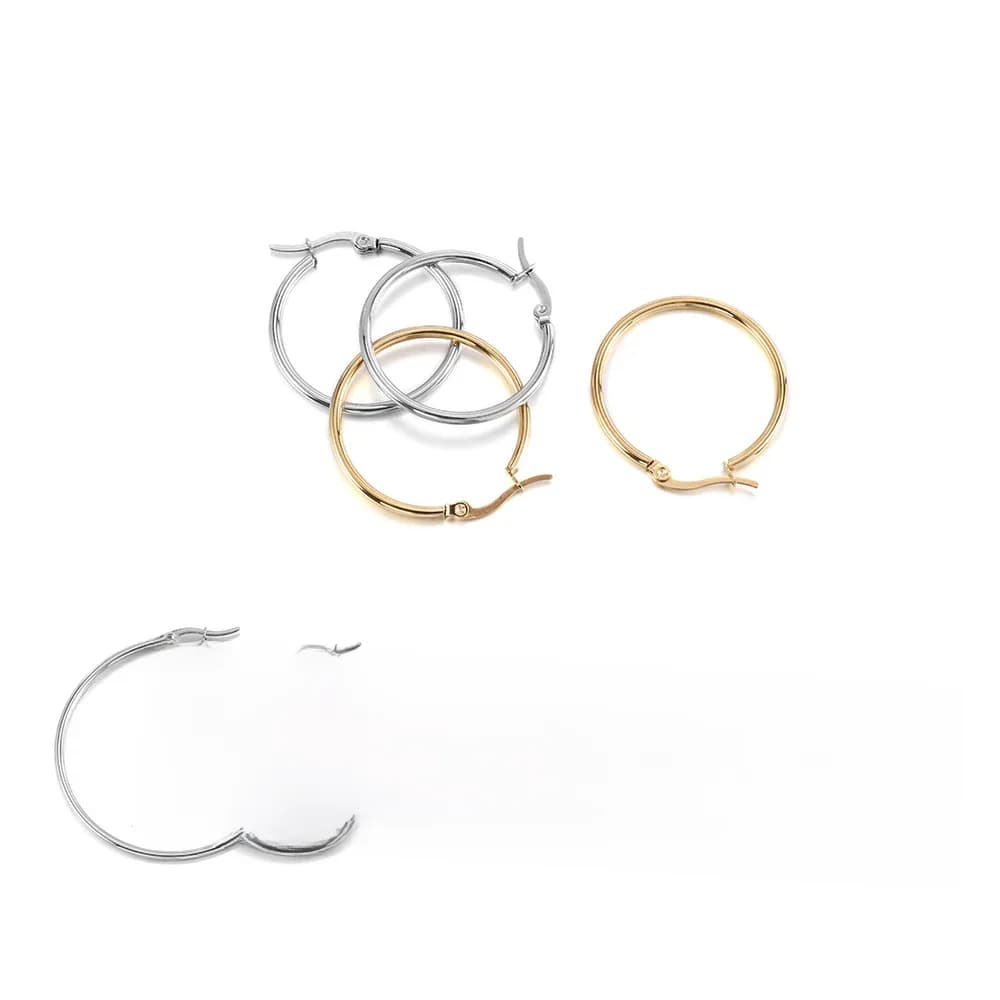 Boucles d'oreilles en acier inoxydable doré, 15-50mm, boucles d'oreilles, cerceau ouvert, crochet de Base, anneau d'oreille, bijoux de bricolage, accessoires