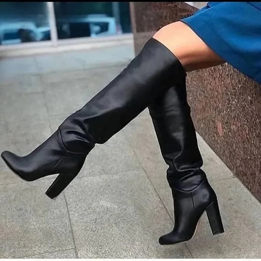 Surkova-Bottes en cuir à talons épais pour femmes, chaussures à enfiler, chaussures provoqué concises, gladiateur, noir café, automne, hiver, 256