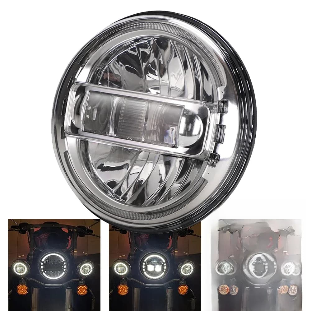 Faisceau lumineux de sauna LED DRL pour Harley Touring, feux antibrouillard avec yeux Halo Angle, Road King,Street Fetal de Special,Fat Boy, 7 pouces, 4.5 pouces