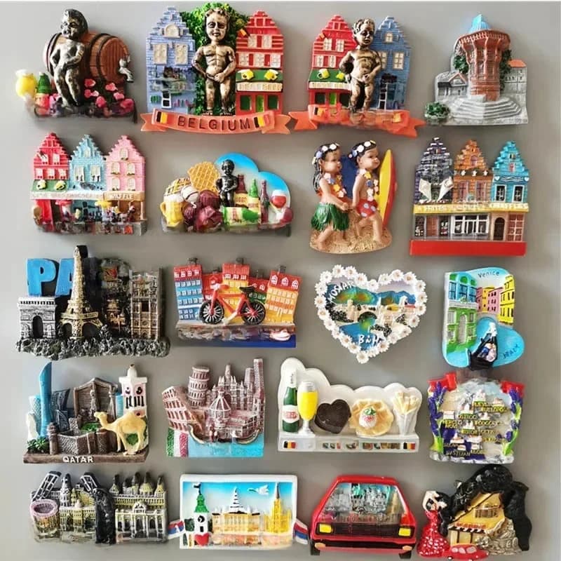Aimants de réfrigérateur Souvenir Touristique, Autocollants, Décor, Bruxelles, Belgique, Sarajevo, Hawaï, Paris, Finlande, Bosnie, Mostar, Italie, Qatar, Écosse