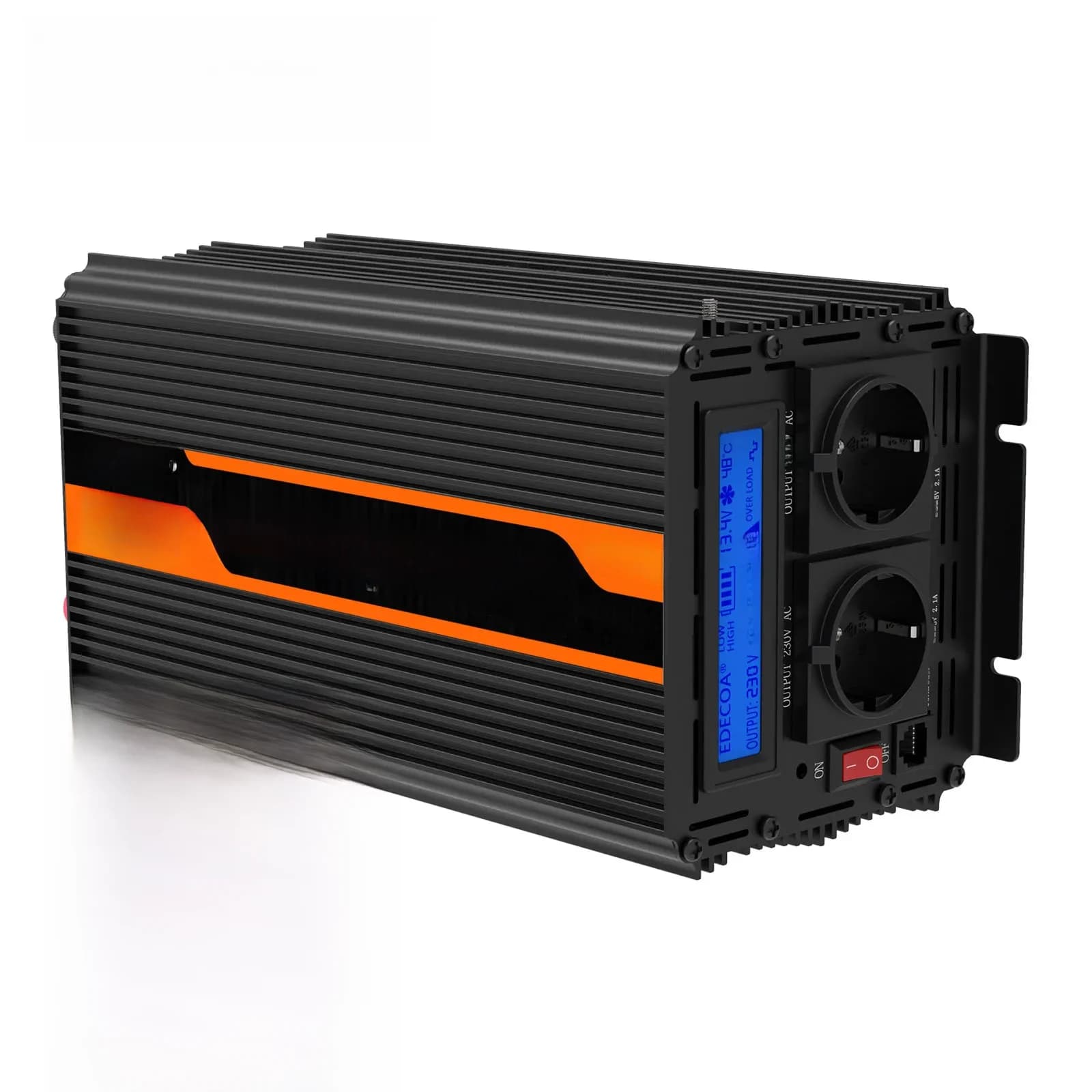 Convertisseur hors réseau à onde sinusoïdale modifiée EDECOA 2000W DC 12V vers AC 220V 230V 2KW