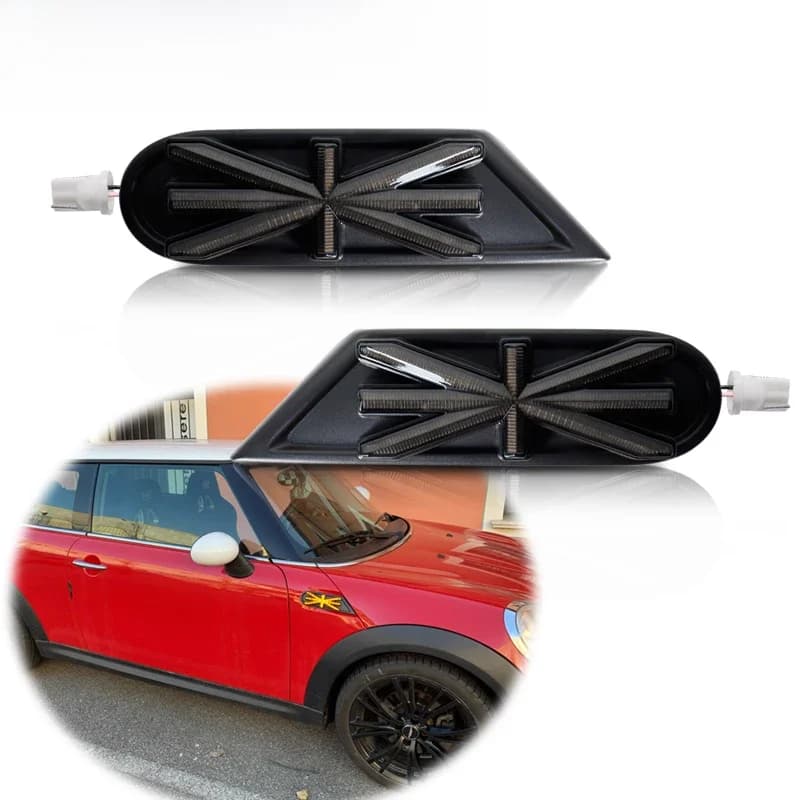 2 pièces clignotant coulant dynamique LED feu de position latéral répéteur latéral lampe panneau lampe pour MINI Cooper R55 R56 R57 R58 R59
