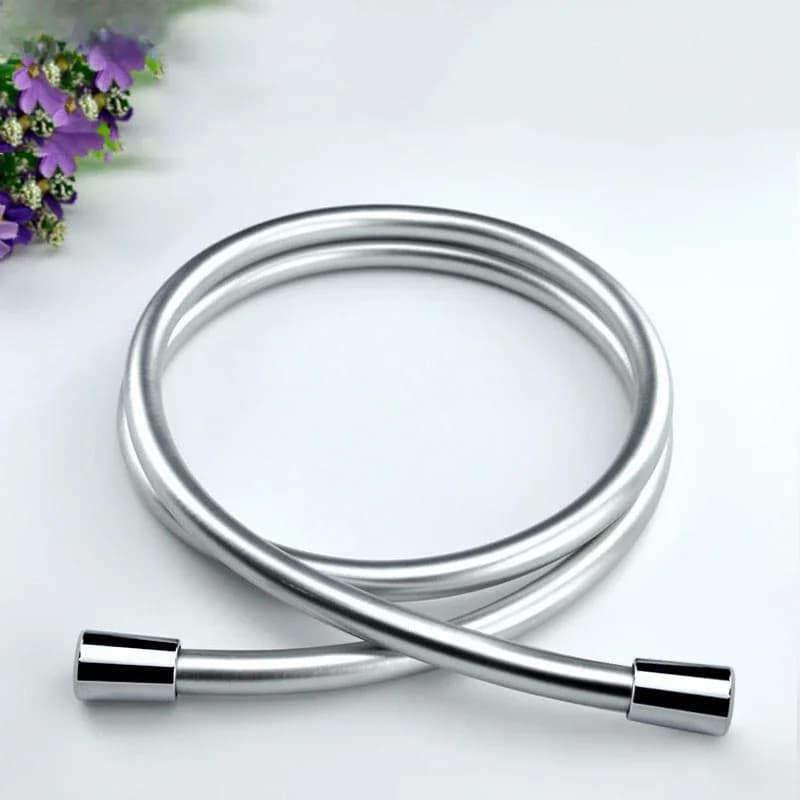 Tuyau de douche lisse haute pression en PVC, argent et noir, pour salle de bains, pomme à main, plomberie Flexible, Anti-enroulement GI/2 universel