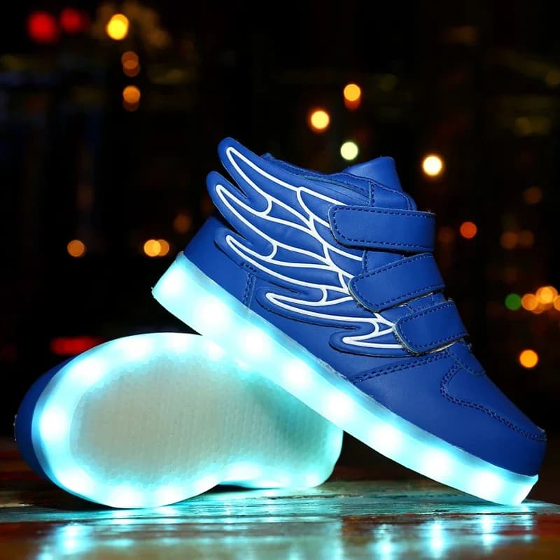 Chaussures enfant Led éclairer baskets garçon Gilr bébé mode décontracté chaussures de Sport appartements en caoutchouc concepteur ailes enfants bottes