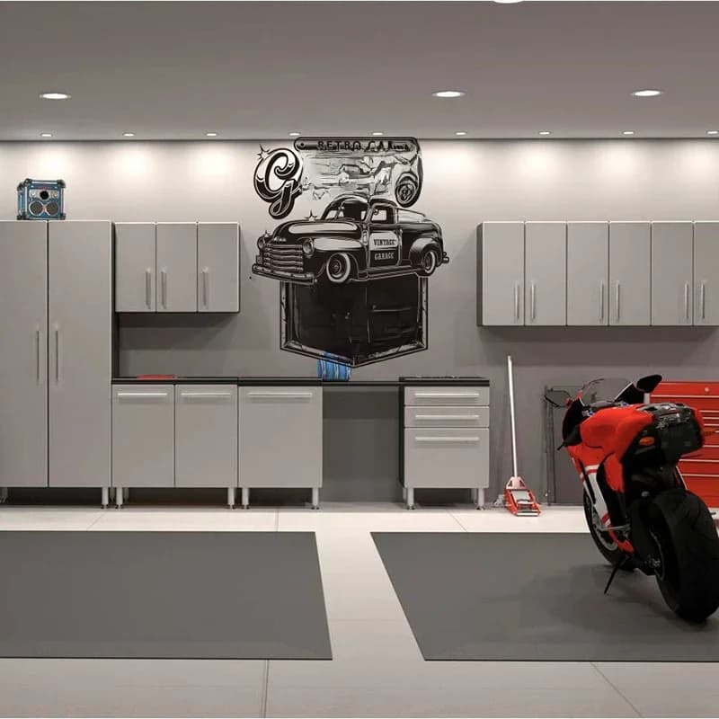 Autocollant mural de dominaison de garage de service de réparation de voiture rétro, grand autocollant mural d'atelier de service automatique, décor en vinyle personnalisé