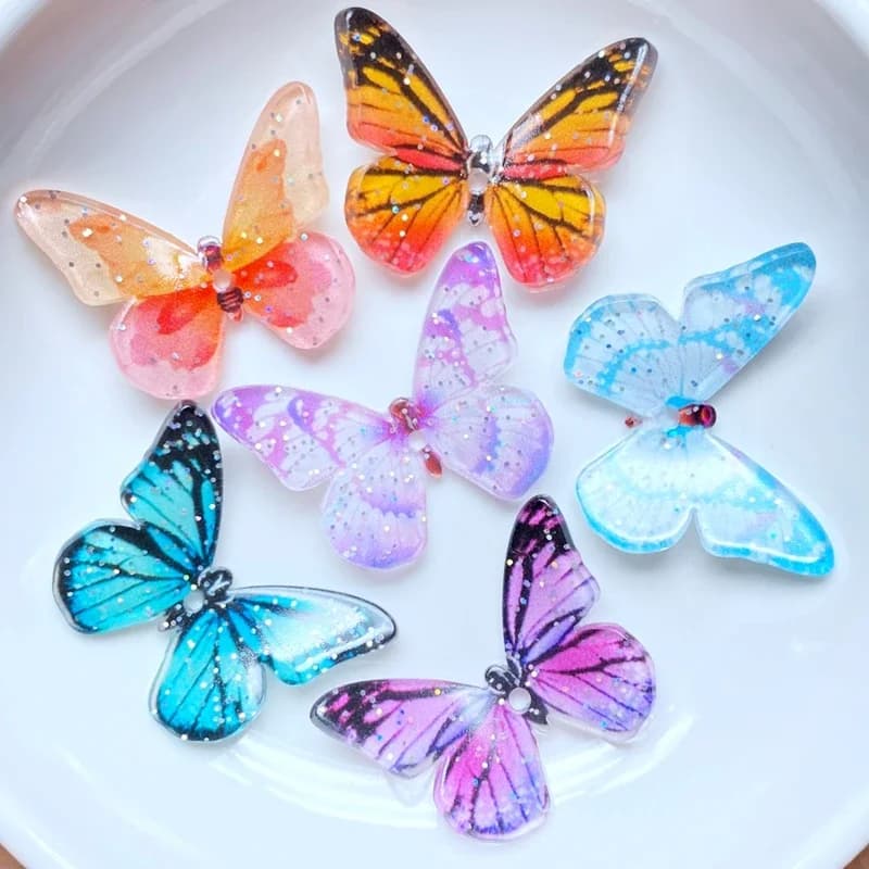 Cabochon Papillon 3D en Résine, Interrupteur Mélange Mignon, pour Scrapbook, Accessoires d'Embellissement, DIY, Kawaii, K59, 10 Pièces