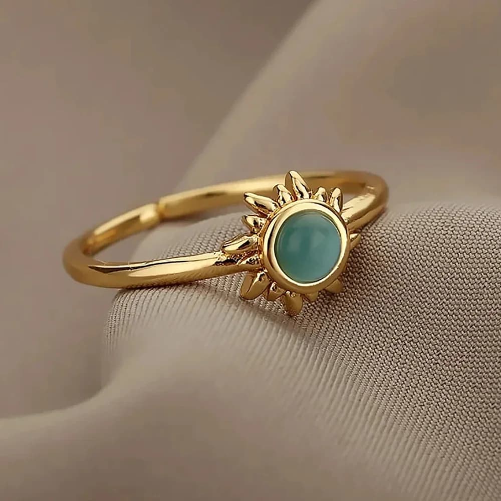 Bagues en opale pour femmes, anneau géométrique réglable en acier inoxydable pour Couple, bijoux esthétiques faits à la main, cadeau Anillos