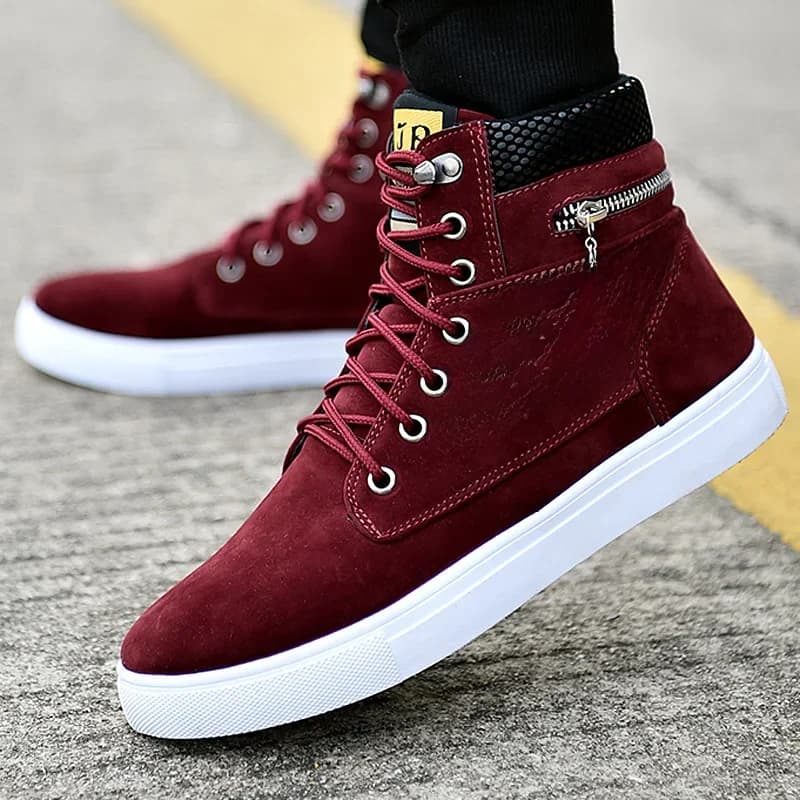 Baskets montantes en cuir pour hommes, chaussures de rencontre décontractées, baskets à plateforme sauvage à lacets, chaussures plates canisées, printemps et automne
