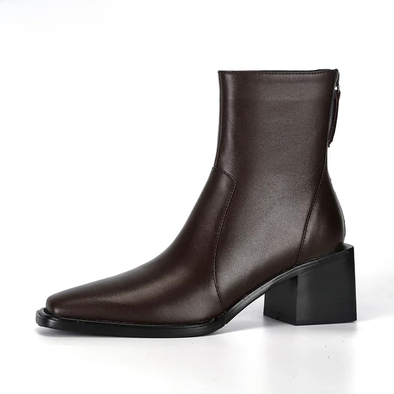Krazing Pot-Bottes à talons hauts en cuir de vache avec fermeture éclair, chaussures d'hiver, grande taille 43, irritations, parkers carrés, bottes de rinçage, rencontres concises