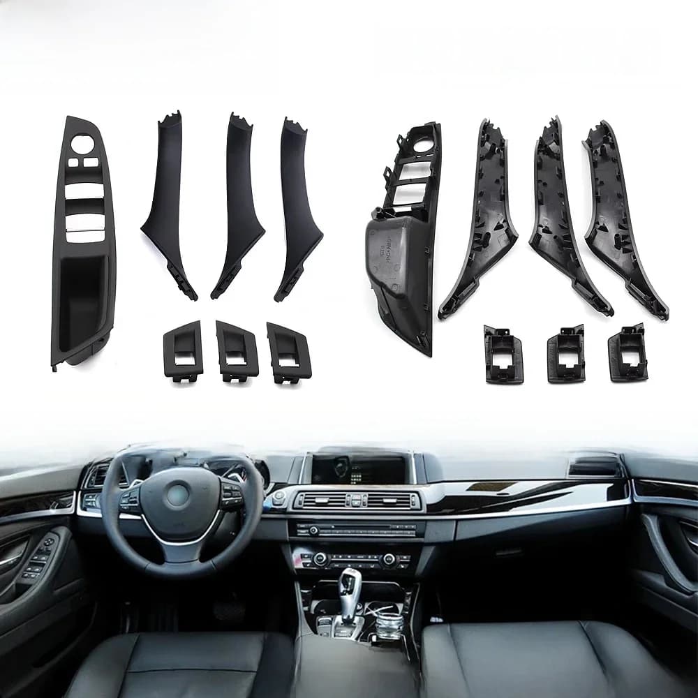 LHD intérieur en plastique porte accoudoir fenêtre panneau de commutation tirer poignée 7 pièces ensemble pour BMW série 5 F10 F11 F18 520i 523i 525i 528i 535i