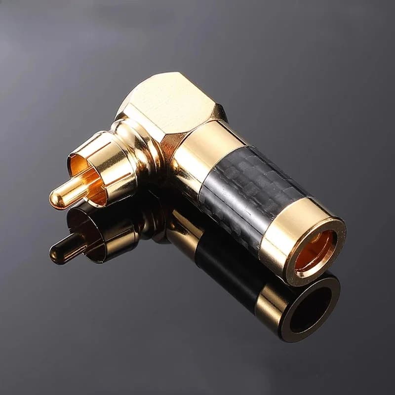 DIYLIVE Câble audio RCA coudé 7 mm en fibre de carbone, plaqué or, cuivre pur, avec connecteur Lotus pour TV