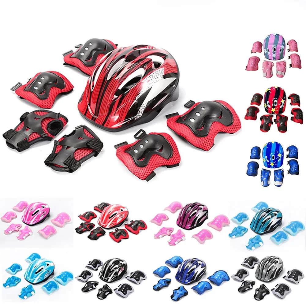 Casque réglable pour enfants, ensemble d'équipement de protection, genouillères, coudières, poignets, pour enfants, garçons et filles, vélo, Skateboard, Scooter, rouleau