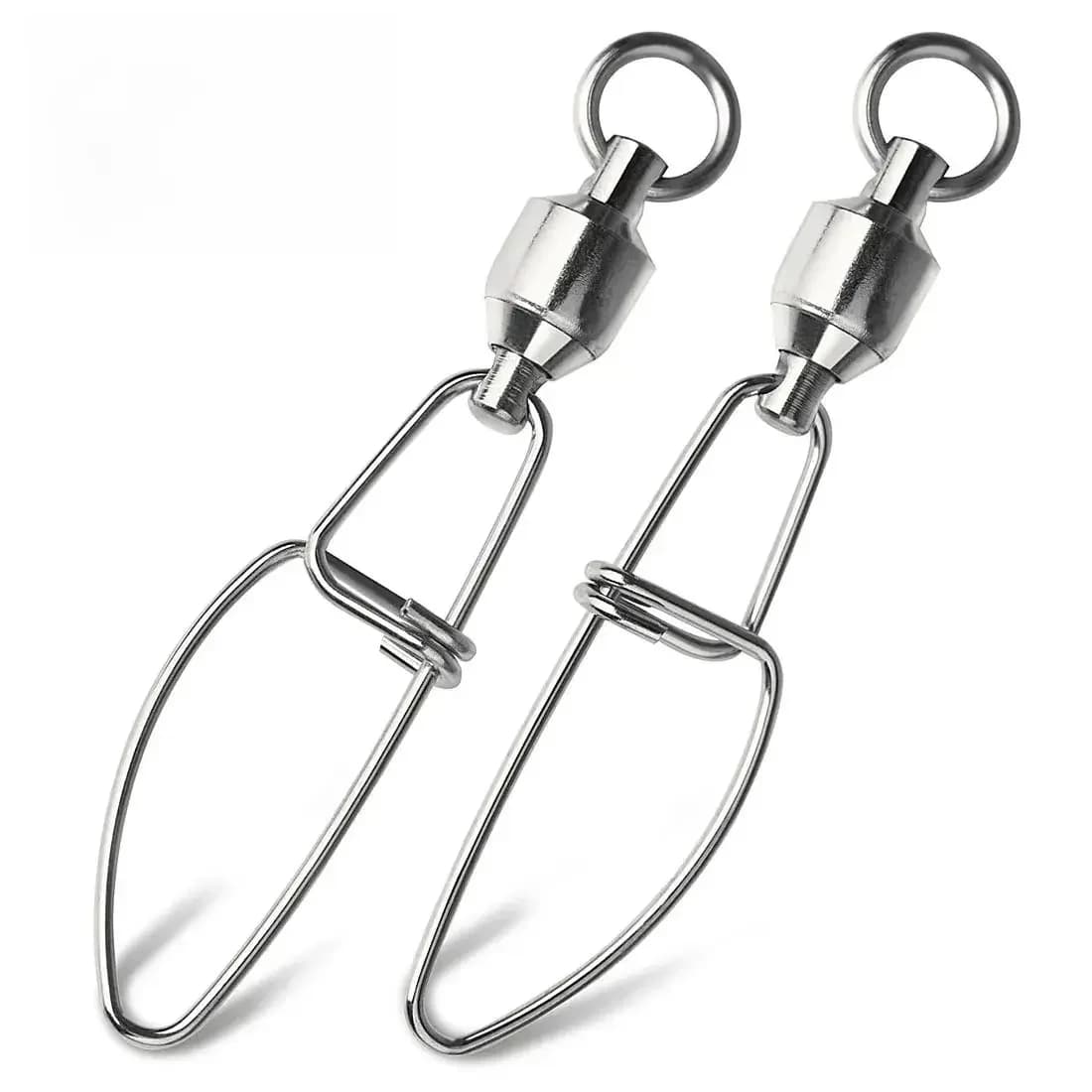 Émerillon de pêche 9KM avec roulement à billes et agrafe, 20 à 100 pièces, agrafe à verrouillage en acier inoxydable, connecteur de ligne de pêche pour eau salée.