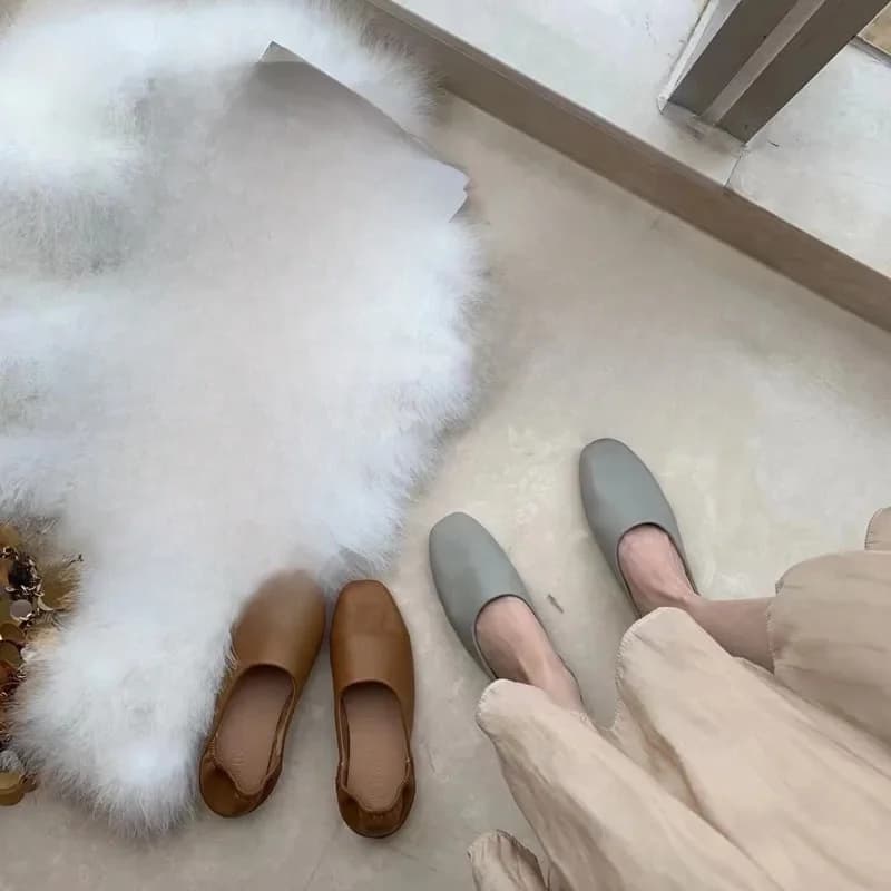Bailamos – ballerines en cuir souple pour femmes, mocassins à enfiler rétro, chaussures de grand-mère, mules pour dames, pantoufles de printemps et d'été, nouvelle collection