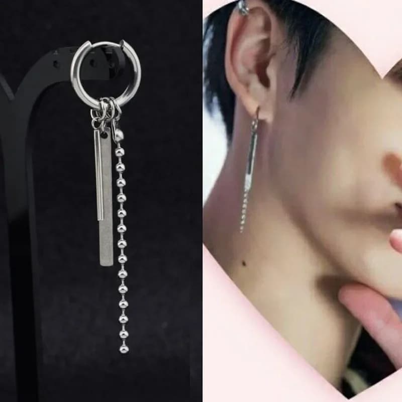 Boucles d'oreilles pendantes KPOP coréennes en acier inoxydable pour hommes et femmes, longues chaînes, style rock, rap, hipster, punk, accessoire d'oreille