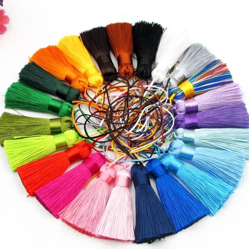 5CM Polyester soie gland frange brosse glands garniture pour artisanat bijoux à bricoler soi-même résultats décor à la maison couture rideaux accessoires