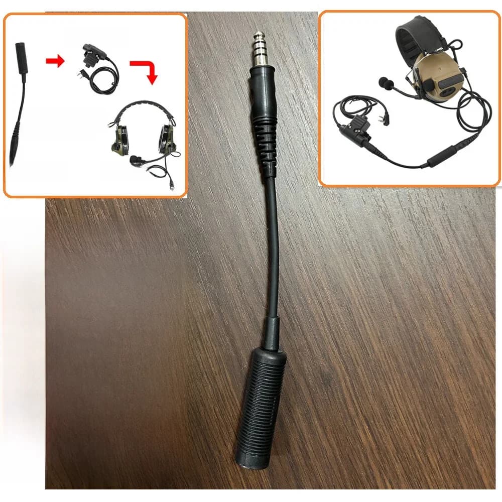 Câble adaptateur PTT pour casque tactique NATO/militaire vers civil, pour connexion PTT vers casque d'origine défini par l'armée U-174