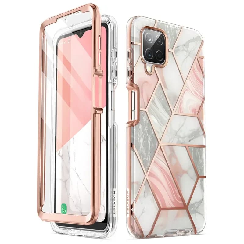 Pour Samsung Galaxy A12 Cas (Version 2020) I-BLASON Cosmo Full-Body Marbre Couverture Robuste Avec Protecteur D'écran Intégré