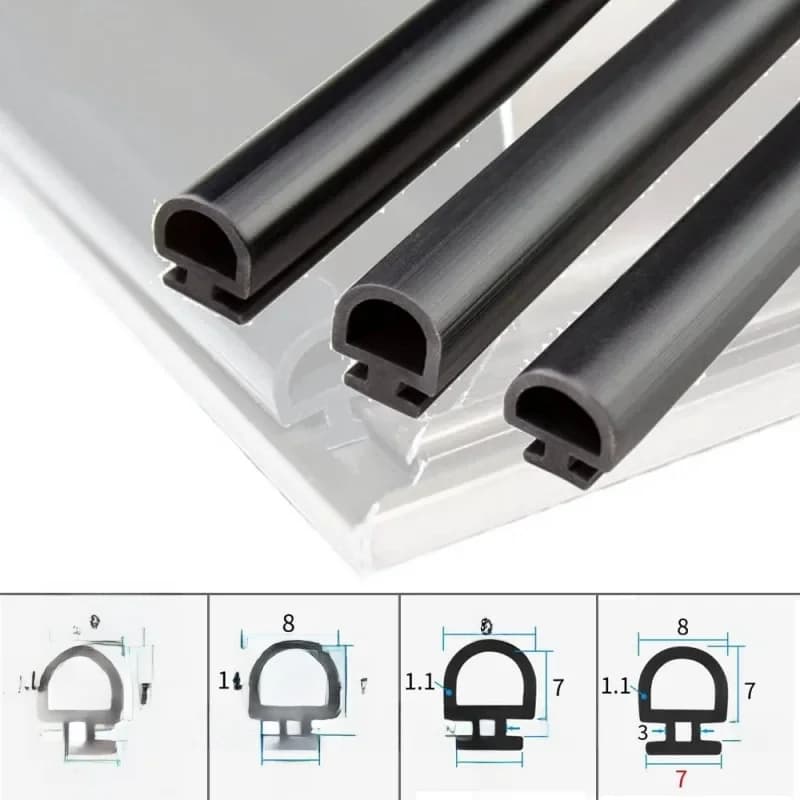 Bandes d'étanchéité EPDM de 5/10 m de long, largeur inférieure de 5/6/7 mm, pour ponts thermiques en aluminium, portes/fenêtres, économie d'énergie et isolation des portes