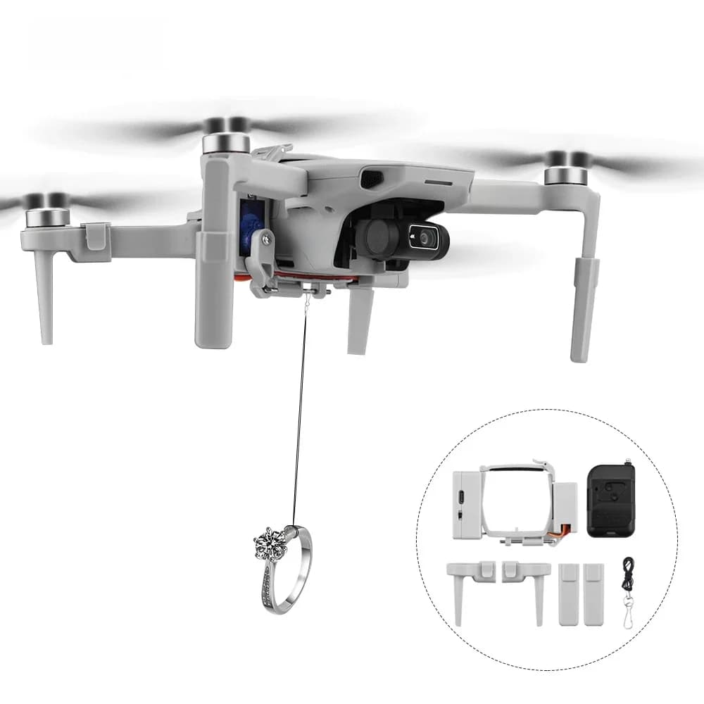 BRDRC système Airdrop pour DJI Mini 4K/Mini 2/SE/Mavic Mini Drone Airdrop système de chute d'air lanceur appât de pêche cadeau lancer livrer